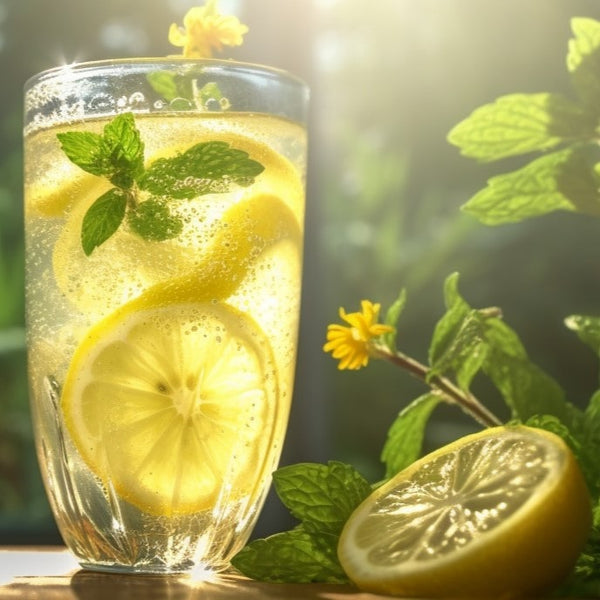 Chamomile lemonade with mint leaves